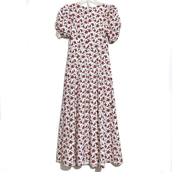 Danielle Bernstein Floral Slitted Short Sleeve Queen Anne Neckline Dress - Picture 4 of 15